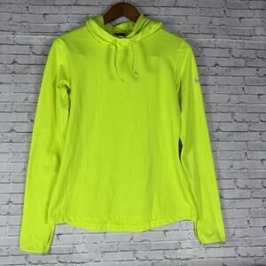 Nike Pro Hoodie Womens Dri-Fit Neon Yellow Pullover Long Sleeve M Performance